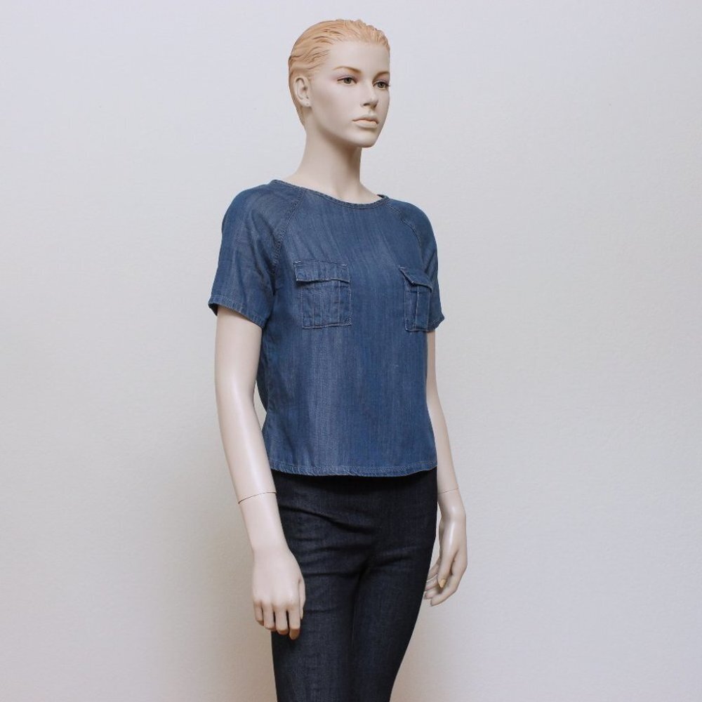 Topshop Chambray Shortโ Sleeve Denim Top